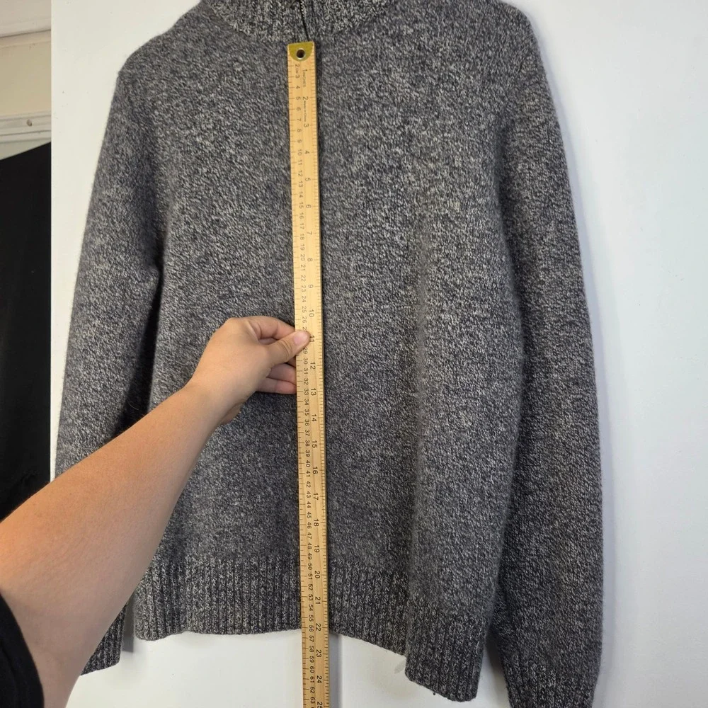 J. Crew Rugged Merino Wool Blend Quarter Zip Sweater Mens Large Marled Grey